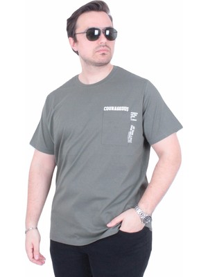 Starbattal Erkek Büyük Beden Sıfır Yaka Tişört Courageous 26146 Hakı