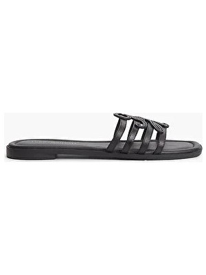 Tommy Hilfiger Th Kadın Script Flat Mule Deri Sandalet