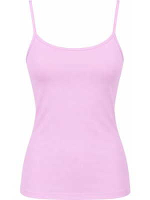 Trender Lastik Askı Uzun Pembe Kadın Atlet 580-04