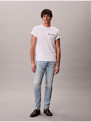 Calvin Klein Erkek Slim Taper Marbled Beacon Jean
