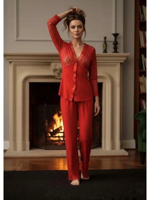 Colezium Kırmızı Penye Pijama Takımı