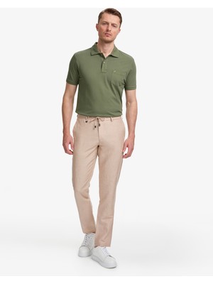Pierre Cardin Erkek Açık Kahverengi Slim Fit Keten Karışımlı Pantolon 50325164-VR002
