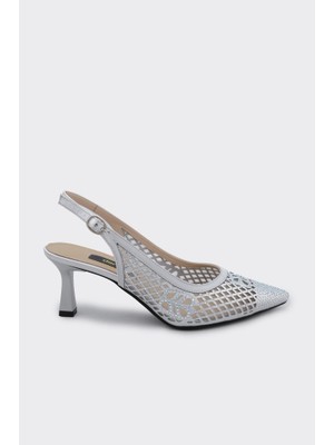 Derinet Arkası Açık Taşlı Kadın Abiye Ayakkabı
