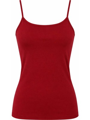 Trender Lastik Askı Uzun Bordo Kadın Atlet 580-04