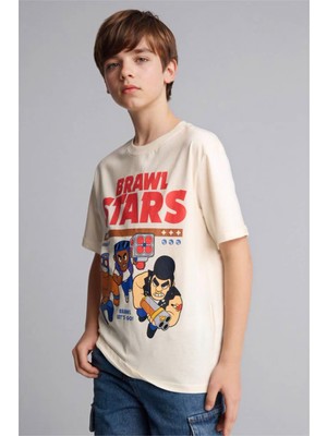 Defacto Brawl Stars New Regular Fıt Ekru Erkek Çocuk T-Shirt G8946A8/ER99