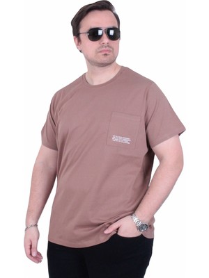 Starbattal Erkek Büyük Beden Sıfır Yaka Tişört Cepli 26145 Kahverengi
