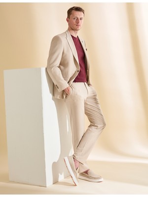 Pierre Cardin Erkek Bej Slim Fit Takım Elbise 50324264-VR011