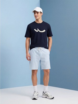 LTB Çizgili Beli Ipli Kısa Mavi Şort