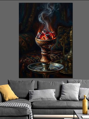 Artmeg Antik Buhurdanlık ve Yanan Közler Dekoratif Kanvas - Mdf Ahşap Tablo
