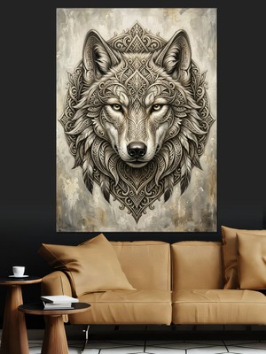 Tablomega Kurt Başı Geometrik Mandala Tasarımı Dekoratif Kanvas - Mdf Ahşap Tablo