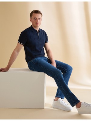 Pierre Cardin Erkek Lacivert Slim Fit Polo Yaka Triko Tişört 50320821-VR033