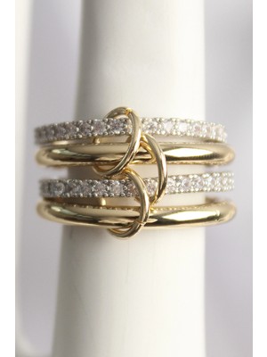 VeraGlobe Buğz Pirinç Mix Renk Zirkon Taşlı 4'lü Kadın Yüzük - Buğz