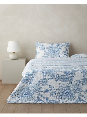 English Home Nuit Paisley  Çift Kişilik Yatak Örtüsü Takımı 200x220 cm Mavi