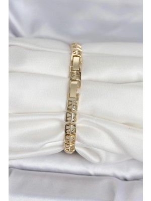 VeraGlobe Buğz Xuping Zirkon Taşlı Gold Renk Kadın Bileklik - Buğz