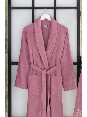Delixa Şalyaka Kadın Erkek Pamuklu Havlulu Bornoz Takımı L/xl Mürdüm