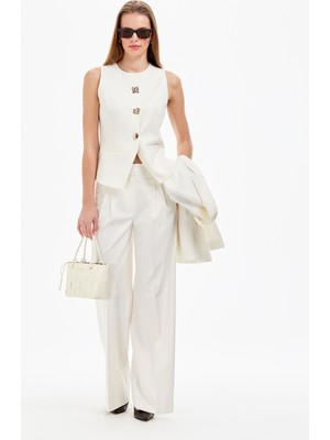 Pierre Cardin Kadın Ekru Kumaş Pantolon 50320351-VR019