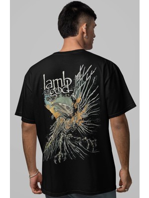 Sevbano Lamb Of God Rock Metal Müzik Grubu Sırt Baskılı Unisex Oversize Tişört