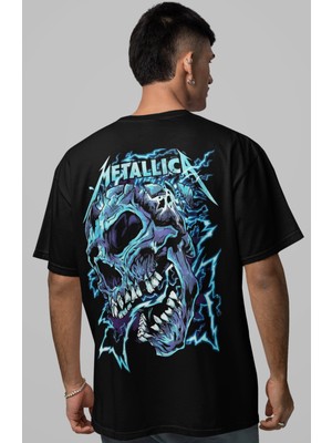 Sevbano Metallica Rock Metal Müzik Grubu Sırt Baskılı Unisex Oversize Tişört