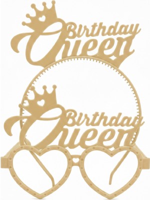 Bkmc Birthday Queen Taç Gözlük Parti Gözlüğü Doğum Günü Taçlı Gözlük Aksesuarı