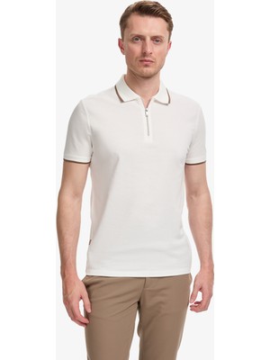 Pierre Cardin Erkek Ekru Slim Fit Tişört 50327873-VR019