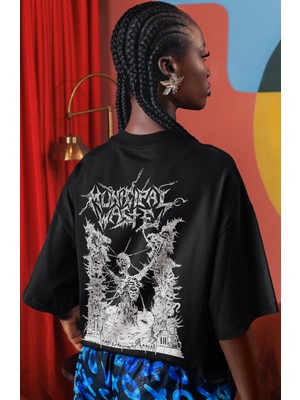 Sevbano Municipal Waste Rock Metal Müzik Grubu Sırt Baskılı Unisex Oversize Tişört