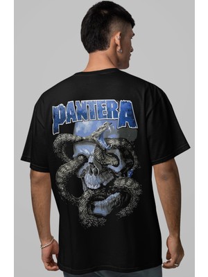 Sevbano Pantera Rock Metal Müzik Grubu Sırt Baskılı Unisex Oversize Tişört