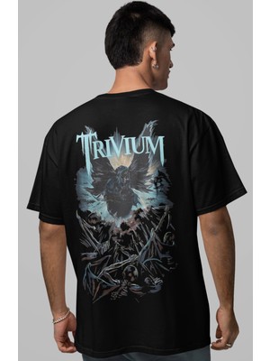 Sevbano Trivium Rock Metal Müzik Grubu Sırt Baskılı Unisex Oversize Tişört