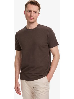 Pierre Cardin Erkek Koyu Kahverengi Regular Fit Tişört 50327857-VR084