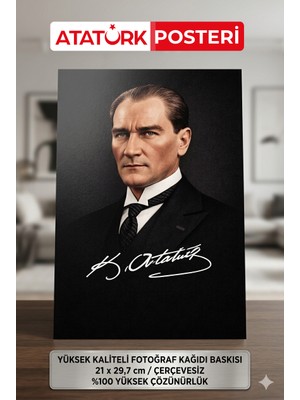 Organik Yolda Mustafa Kemal Atatürk Posteri A4 21X29,7 cm (Çerçevesizdir) 🇹🇷 Dekoratif Tablo Ofis Ev Duvar Süsü