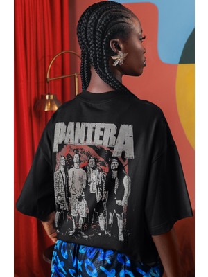 Sevbano Pantera Rock Metal Müzik Grubu Sırt Baskılı Unisex Oversize Tişört