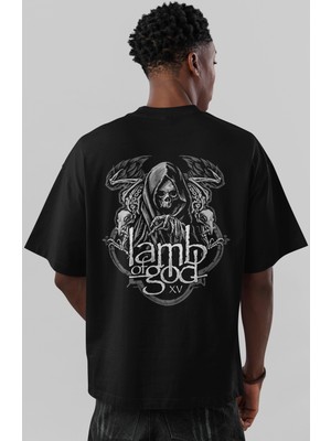 Sevbano Lamb Of God Rock Metal Müzik Grubu Sırt Baskılı Unisex Oversize Tişört