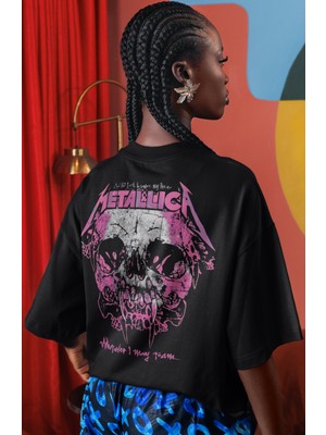 Sevbano Metallica Rock Metal Müzik Grubu Sırt Baskılı Unisex Oversize Tişört