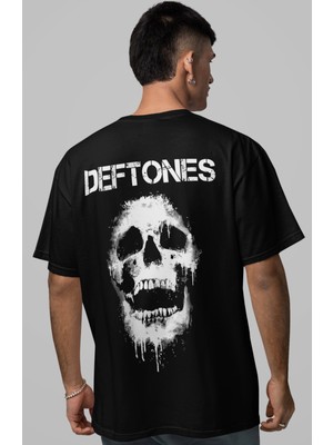 Sevbano Deftones Rock Metal Müzik Grubu Sırt Baskılı Unisex Oversize Tişört