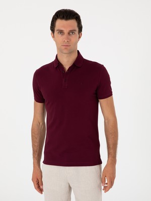Cacharel Erkek Bordo Slim Fit Polo Yaka Pamuklu Basic T-Shirt 50300934-VR014