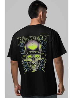 Sevbano Megadeth Rock Metal Müzik Grubu Sırt Baskılı Unisex Oversize Tişört