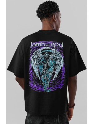 Sevbano Lamb Of God Rock Metal Müzik Grubu Sırt Baskılı Unisex Oversize Tişört