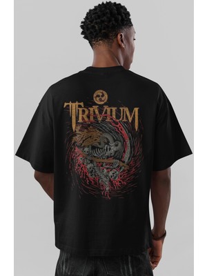 Sevbano Trivium Rock Metal Müzik Grubu Sırt Baskılı Unisex Oversize Tişört