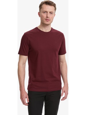 Pierre Cardin Erkek Bordo Regular Fit %100 Pamuk Bisiklet Yaka Basic Tişört 50325299-VR014