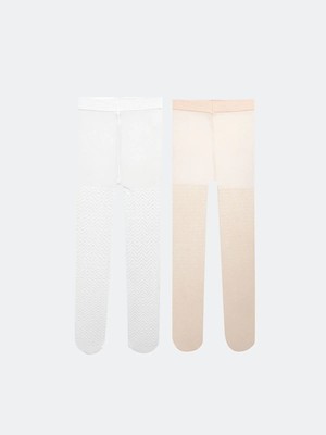 Lc Waikiki Yeni Sezon Kendinden Desenli Kız Bebek Külotlu Çorap 2'li