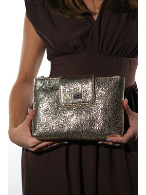 Luvi 442 Altın Glitter Kadın Çapraz Çanta