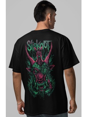 Sevbano Slipknot Rock Metal Müzik Grubu Sırt Baskılı Unisex Oversize Tişört