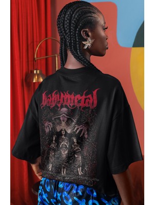 Sevbano Babymetal Rock Metal Müzik Grubu Sırt Baskılı Unisex Oversize Tişört