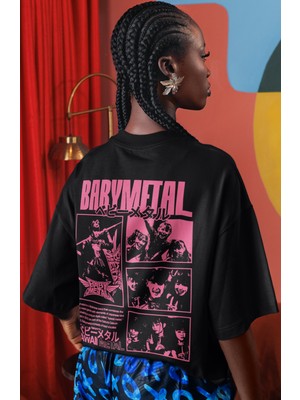 Sevbano Babymetal Rock Metal Müzik Grubu Sırt Baskılı Unisex Oversize Tişört