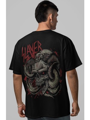 Sevbano Slayer Rock Metal Müzik Grubu Sırt Baskılı Unisex Oversize Tişört
