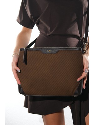 Luvi Puıja Kahverengi Örgü Kadın Çapraz Çanta