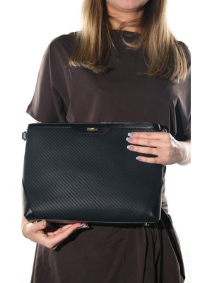 Luvi Puıja Siyah Örgü Kadın Çapraz Çanta