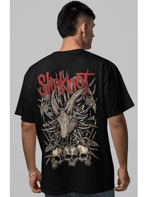 Sevbano Slipknot Rock Metal Müzik Grubu Sırt Baskılı Unisex Oversize Tişört