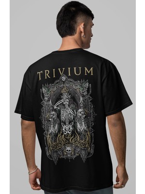 Sevbano Trivium Rock Metal Müzik Grubu Sırt Baskılı Unisex Oversize Tişört