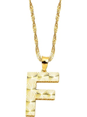 Bilezikci F Harfi 3 Boyutlu Altın Kolye