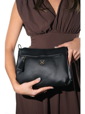 Luvi 1465 Siyah Cilt Kadın Çapraz Çanta